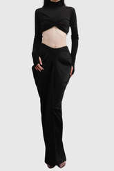 Avery Satin Ruch Bodycon Skirt